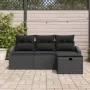 Juego de Sofá de Jardín de 4 Piezas con Cojines Negro Ratán Sintético by , Outdoor sofas - Ref: Foro24-3359252, Price: 262,45...