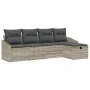 Set de Sofá de Jardín de 5 Piezas con Cojines Gris Claro Poliratán | Foro24.es | Tu tienda online para hogar, jardín y más Foro24.es