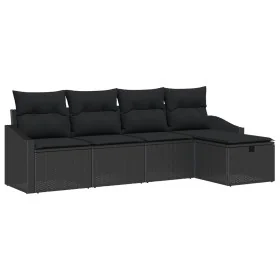 Conjunto de Sofás de Jardín de 5 Piezas con Cojines Negro de Poliratán by , Outdoor sofas - Ref: Foro24-3359262, Price: 313,6...