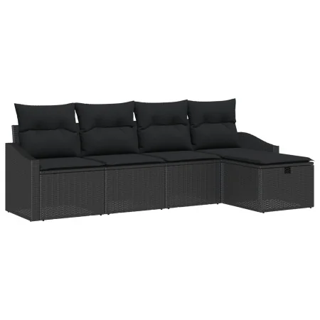 Conjunto de Sofás de Jardín de 5 Piezas con Cojines Negro de Poliratán de , Sofás de exterior - Ref: Foro24-3359262, Precio: ...