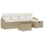 Conjunto de Sofá de Jardín de 6 Piezas con Cojines Beige Ratan Polimérico von , Outdoor-Sofas - Ref: Foro24-3359270, Preis: 3...