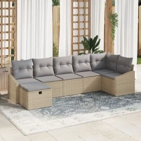 Juego de Sofás de Jardín de 7 Piezas con Cojines Beige de Rattan Poliéster von , Outdoor-Sofas - Ref: Foro24-3359299, Preis: ...