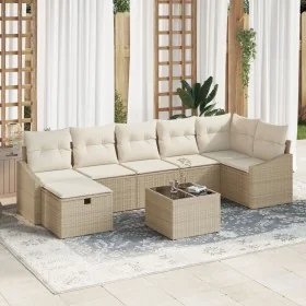 Conjunto de Sofá de Jardín de 8 Piezas con Cojines Beige Ratán de Polietileno de , Sofás de exterior - Ref: Foro24-3359310, P...