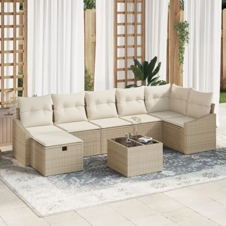 Conjunto de Sofá de Jardín de 8 Piezas con Cojines Beige Ratán de Polietileno by , Outdoor sofas - Ref: Foro24-3359310, Price...