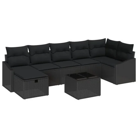 Conjunto de Sofá de Jardín de 8 Piezas con Cojines Negro Ratán Polipropileno by , Outdoor sofas - Ref: Foro24-3359312, Price:...