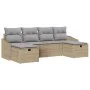 Juego de Sofá de Jardín de 6 Piezas con Cojines Beige Ratán Sintético by , Outdoor sofas - Ref: Foro24-3359319, Price: 369,52...