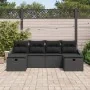 Conjunto de Sofás de Jardín de 6 Piezas con Cojines Ratán Poliratán Negro by , Outdoor sofas - Ref: Foro24-3359322, Price: 36...