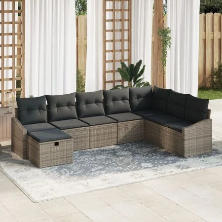 Conjunto de Sofá de Jardín de 8 Piezas con Cojines en Ratán Poliratan Gris | Foro24.es | Tu tienda online para hogar, jardín y más Foro24.es