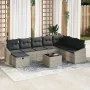 Conjunto de Sofá de Jardín de 9 Piezas con Cojines Ratán Poliéster Gris Claro | Foro24.es | Tu tienda online para hogar, jardín y más Foro24.es