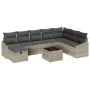 Conjunto de Sofá de Jardín de 9 Piezas con Cojines Ratán Poliéster Gris Claro | Foro24.es | Tu tienda online para hogar, jardín y más Foro24.es