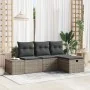 Conjunto de Sofá de Jardín de 4 Piezas con Cojines Ratán Poliéster Gris von , Outdoor-Sofas - Ref: Foro24-3359348, Preis: 282...