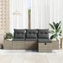 Conjunto de Sofá de Jardín de 4 Piezas con Cojines Ratán Poliéster Gris von , Outdoor-Sofas - Ref: Foro24-3359348, Preis: 282...