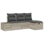 Juego de Sofás de Jardín de 4 Piezas con Cojines de Poliratán Gris Claro by , Outdoor sofas - Ref: Foro24-3359351, Price: 300...