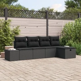 Juego de Sofá de Jardín de 5 Piezas con Cojines Negro Poliratán by , Outdoor sofas - Ref: Foro24-3359362, Price: 337,53 €, Di...