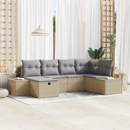 Juego de Sofá de Jardín de 6 Piezas con Cojines Beige Ratán Poli | Foro24.es | Tu tienda online para hogar, jardín y más Foro24.es