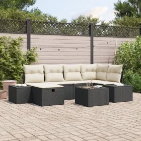 Juego de Sofás de Jardín de 7 Piezas con Cojines de Poliratán Negro by , Outdoor sofas - Ref: Foro24-3359386, Price: 456,86 €...