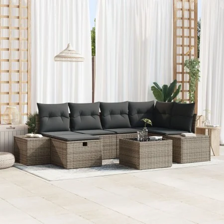 Juego de sofá de jardín de 7 piezas con cojines de ratán polivalente gris von , Outdoor-Sofas - Ref: Foro24-3359388, Preis: 4...