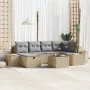 Juego de Sofá de Jardín de 7 Piezas con Cojines Beige Poliratán | Foro24.es | Tu tienda online para hogar, jardín y más Foro24.es
