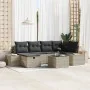 Conjunto de Sofá de Jardín de 7 Piezas con Cojines de Ratán Sintético Gris Claro von , Outdoor-Sofas - Ref: Foro24-3359391, P...