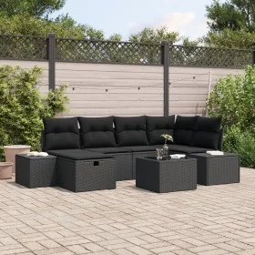 Conjunto de Sofá de Jardín de 7 Piezas con Cojines Negro Ratán Poli de , Sofás de exterior - Ref: Foro24-3359392, Precio: 474...