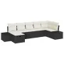 Juego de Sofá de 7 Piezas con Cojines Ratán Poliéster Negro de , Sofás de exterior - Ref: Foro24-3359396, Precio: 455,86 €, D...