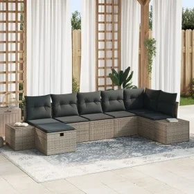 Juego de Sofá de Jardín de 7 Piezas con Cojines Gris Ratán Sintético von , Outdoor-Sofas - Ref: Foro24-3359398, Preis: 453,13...