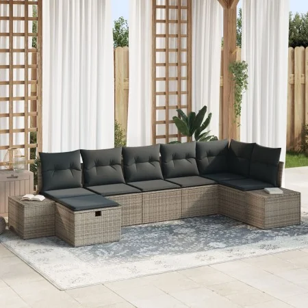 Juego de Sofá de Jardín de 7 Piezas con Cojines Gris Ratán Sintético by , Outdoor sofas - Ref: Foro24-3359398, Price: 453,13 ...