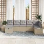 Juego de Sofás de Jardín de 7 Piezas con Cojines Beige Poliratán | Foro24.es | Tu tienda online para hogar, jardín y más Foro24.es