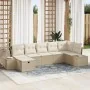 Conjunto de Sofás de Jardín de 7 Piezas con Cojines Beige Ratan Poliéster by , Outdoor sofas - Ref: Foro24-3359400, Price: 49...