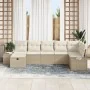 Conjunto de Sofás de Jardín de 7 Piezas con Cojines Beige Ratan Poliéster by , Outdoor sofas - Ref: Foro24-3359400, Price: 49...