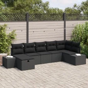 Conjunto de Sofás de Jardín de 7 Piezas con Cojines Negro Poliratán by , Outdoor sofas - Ref: Foro24-3359402, Price: 479,91 €...
