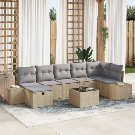 Set de Sofá de Jardín de 8 Piezas con Cojines Beige Poliratán | Foro24.es | Tu tienda online para hogar, jardín y más Foro24.es