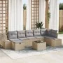 Set de Sofá de Jardín de 8 Piezas con Cojines Beige Poliratán | Foro24.es | Tu tienda online para hogar, jardín y más Foro24.es
