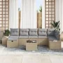 Set de Sofá de Jardín de 8 Piezas con Cojines Beige Poliratán | Foro24.es | Tu tienda online para hogar, jardín y más Foro24.es