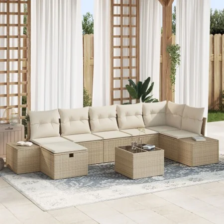 Conjunto de Sofás de Jardín de 8 Piezas con Cojines Beige de Poliratán de , Sofás de exterior - Ref: Foro24-3359410, Precio: ...