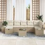 Conjunto de Sofás de Jardín de 8 Piezas con Cojines Beige de Poliratán de , Sofás de exterior - Ref: Foro24-3359410, Precio: ...