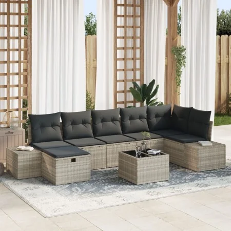 Juego de Sofá de Jardín de 8 Piezas con Cojines Gris de Ratán Sintético by , Outdoor sofas - Ref: Foro24-3359411, Price: 555,...