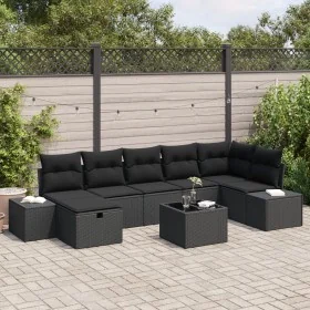 Conjunto de Sofá de Jardín de 8 Piezas con Cojines Negro Poliratán von , Outdoor-Sofas - Ref: Foro24-3359412, Preis: 529,94 €...