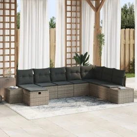 Conjunto de Sofá de Jardín de 8 Piezas con Cojines Gris Ratán Poliéster de , Sofás de exterior - Ref: Foro24-3359428, Precio:...
