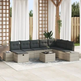 Conjunto de Sofá de Jardín de 9 Piezas con Cojines de Rattan Polimérico Gris Claro von , Outdoor-Sofas - Ref: Foro24-3359441,...