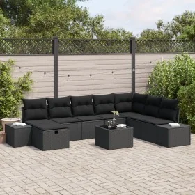 Juego de Sofá de Jardín de 9 Piezas con Cojines Negro Poliratán von , Outdoor-Sofas - Ref: Foro24-3359442, Preis: 594,03 €, R...