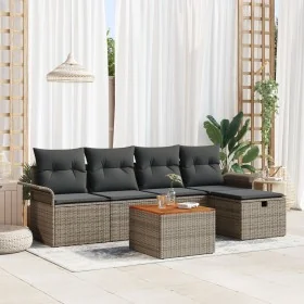 Juego de Sofás de Jardín de 6 Piezas con Cojines Gris Ratán Poliéster by , Outdoor sofas - Ref: Foro24-3359447, Price: 349,75...