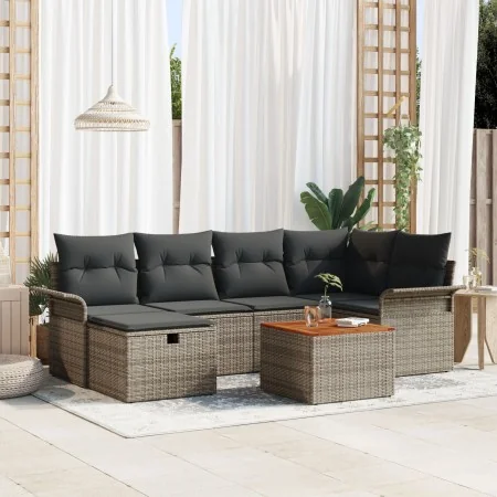 Juego de Sofás de Jardín de 7 Piezas con Cojines Gris de Ratán Polipropileno by , Outdoor sofas - Ref: Foro24-3359454, Price:...