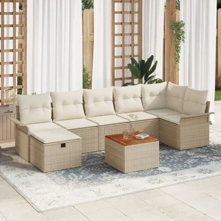 Juego de Sofá de Jardín de 8 Piezas con Cojines Beige de Ratán de , Sofás de exterior - Ref: Foro24-3359463, Precio: 533,28 €...