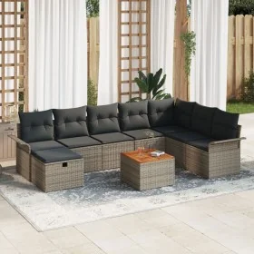 Juego de Sofá de Jardín de 9 Piezas con Cojines Gris Poliratán by , Outdoor sofas - Ref: Foro24-3359468, Price: 534,90 €, Dis...