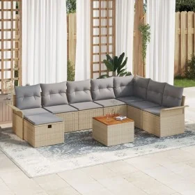 Conjunto de sofá de jardín de 9 piezas con