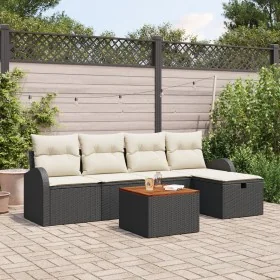 Conjunto Sofá Jardín 6 Piezas Cojines Ratán