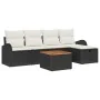 Conjunto Sofá Jardín 6 Piezas Cojines Ratán Poliéster Negro | Foro24.es | Tu tienda online para hogar, jardín y más Foro24.es