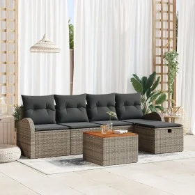 Juego de Sofá de Jardín de 6 Piezas con Cojines Ratán Poliéster Gris von , Outdoor-Sofas - Ref: Foro24-3359503, Preis: 346,92...