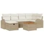 Conjunto de Sofás de Jardín de 7 Piezas con Cojines Beige de Poliratán | Foro24.es | Tu tienda online para hogar, jardín y más Foro24.es